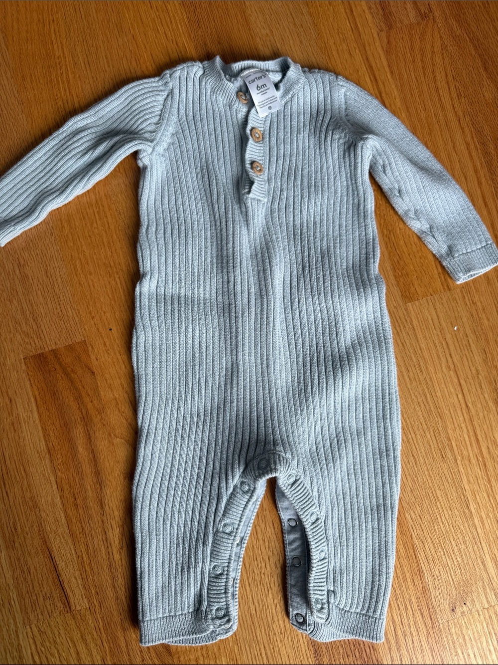 Carter's Light Blue Ribbed Sweater One Piece